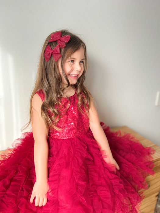 Eva Red Sequin Ruffle Tulle Dress