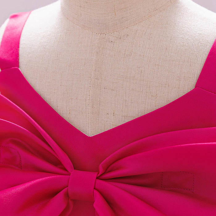 Betty Satin Tulle Dress – Neon Pink Princess Party Outfit