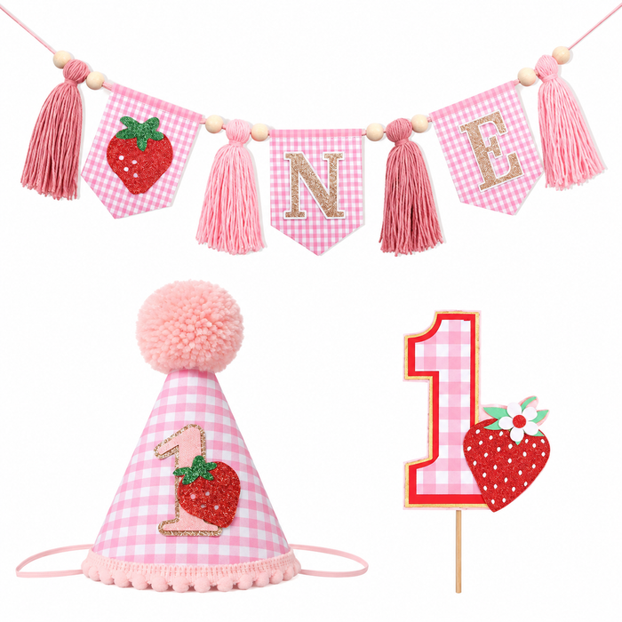 Strawberry First Birthday Party Set