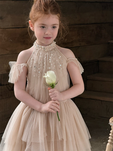 Beige Pearl Birthday Party Tutu Dress