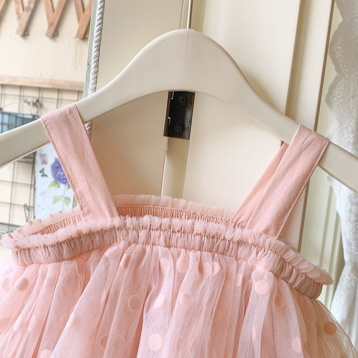Pink Dot Tiered Tulle Birthday Dress
