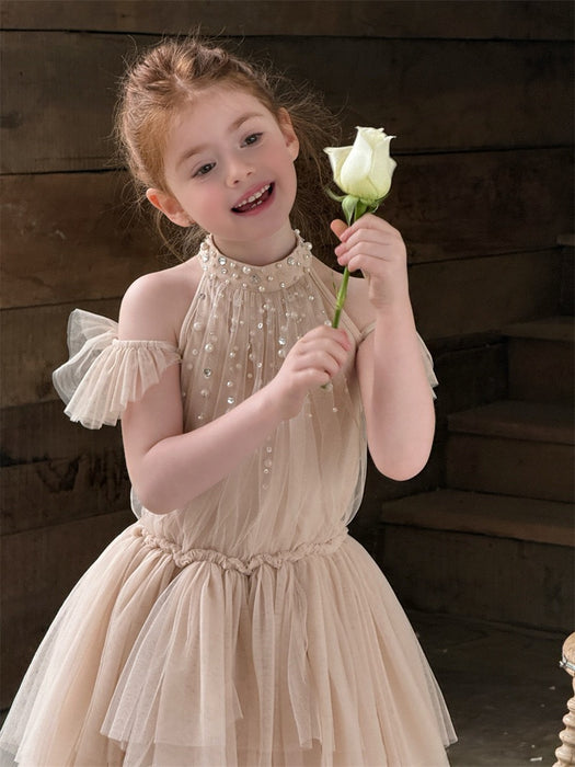 Beige Pearl Birthday Party Tutu Dress