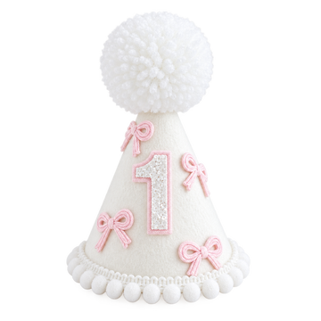 Pink Bow First Birthday Party Hat