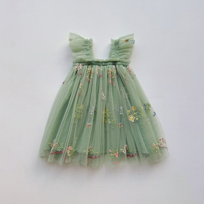 Amelia Floral Embroidered Tulle Dress