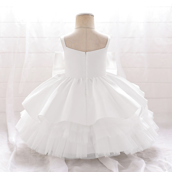 Betty Satin Tulle Dress – White Princess Party Outfit