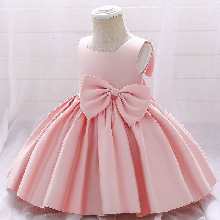 Elsie Satin Dress – Pink Princess Birthday Outfit