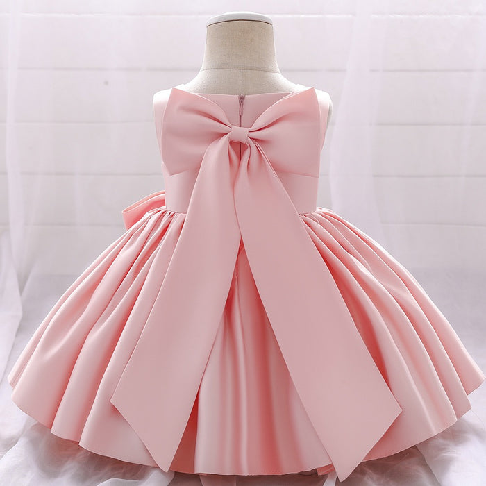 Elsie Satin Dress – Pink Princess Birthday Outfit