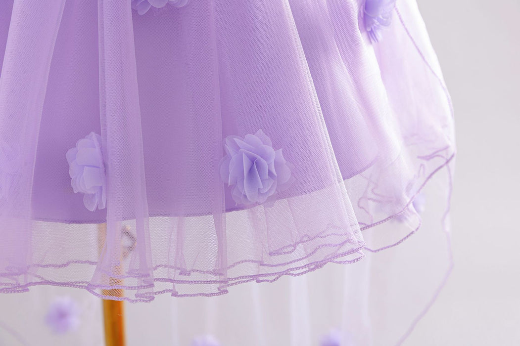Flora Tulle Flower Cape Dress – Lilac Fairy Princess Birthday