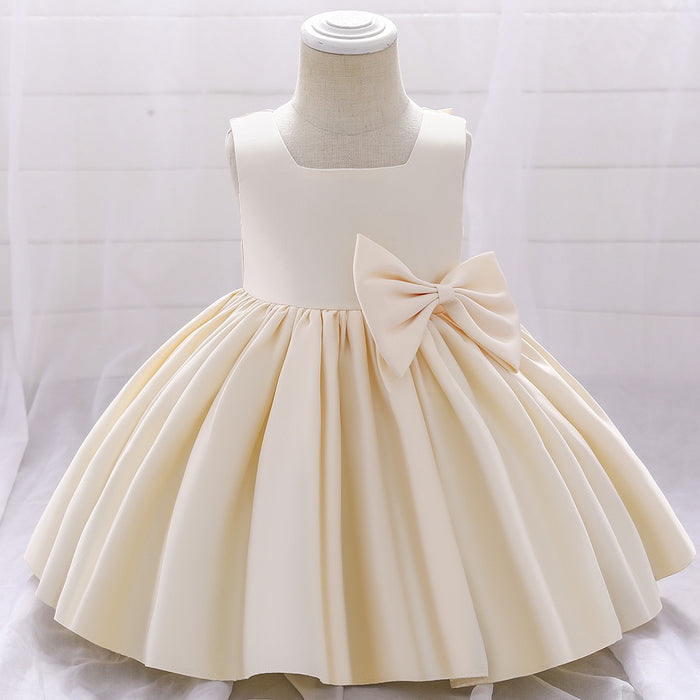 Elsie Satin Dress – Cream Princess Birthday Outfit