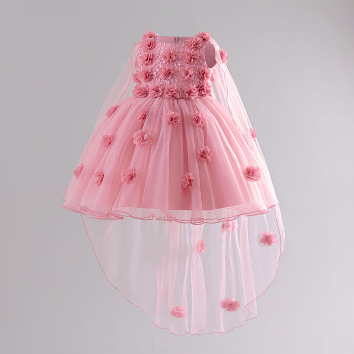 Flora Tulle Flower Cape Dress – Pink Fairy Princess Birthday