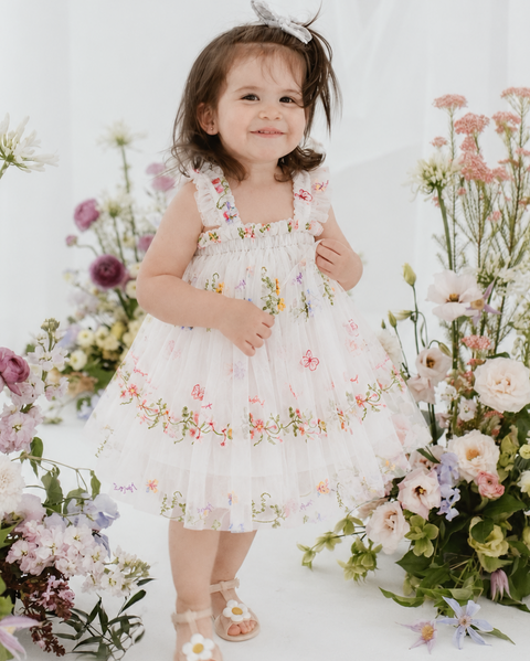 White Baby Floral Dress – Newborn & Infant Tulle Dress