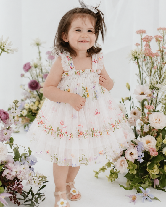 White Baby Floral Dress – Newborn & Infant Tulle Dress
