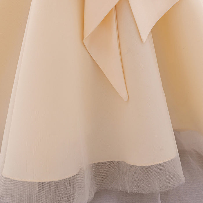 Leah Satin Tulle Dress – White Birthday Flower Girl
