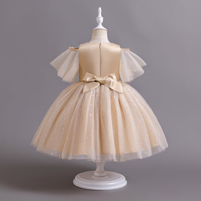 Sally Tulle Appliqué Dress – Gold Birthday Party