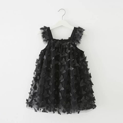 Black Butterfly Tulle Dress for Baby Girls
