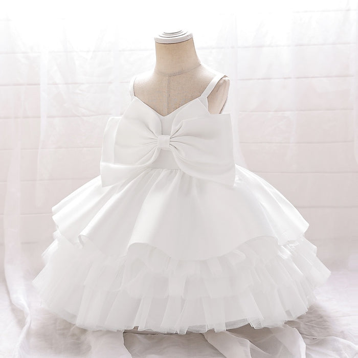 Betty Satin Tulle Dress – White Princess Party Outfit