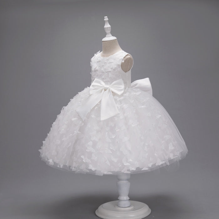 Grace Tulle Butterfly Dress – White Birthday