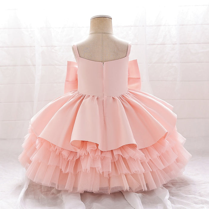 Betty Satin Tulle Dress – Pink Princess Party Outfit