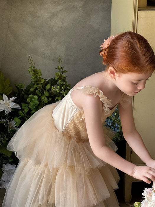 Julie Sequin Lace Tulle Dress – Layered Flower Girl Party
