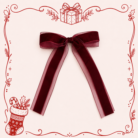 Burgundy velvet bow Christmas hair clip for girls