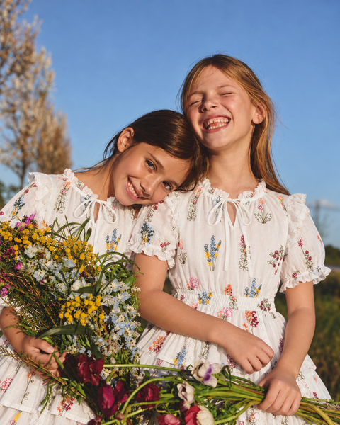Elodie Floral Ramie Embroidery Dress