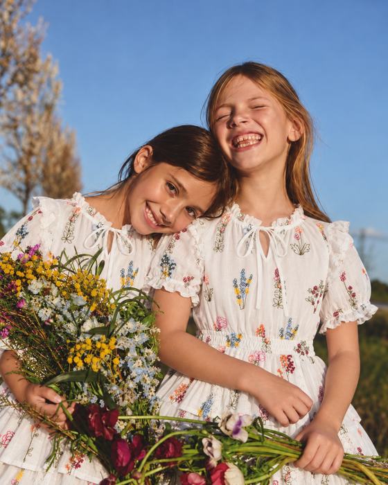 Elodie Floral Ramie Embroidery Dress
