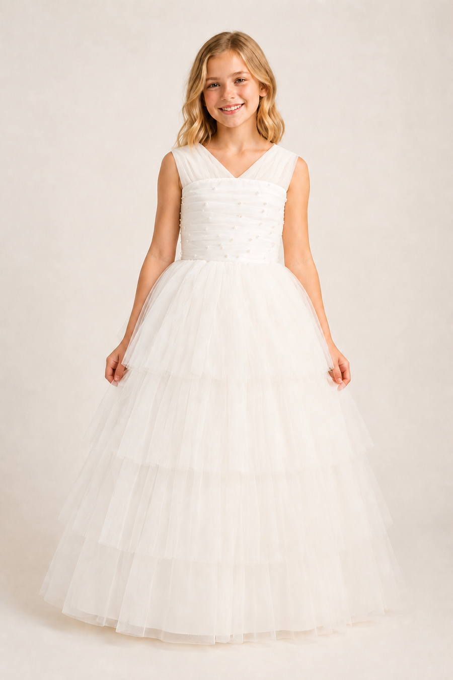 Pearl White First Communion & Confirmation Dress – Made to Order