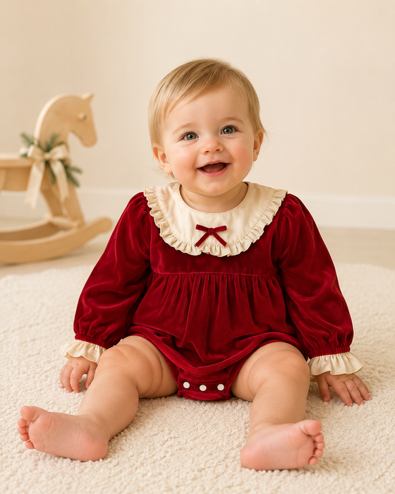 Ruby Bow Christmas Baby Romper