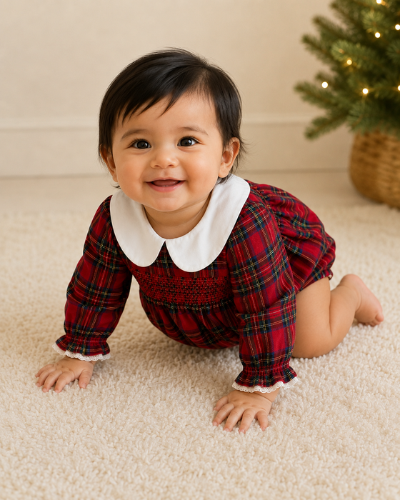 Clara Plaid Christmas Baby Romper