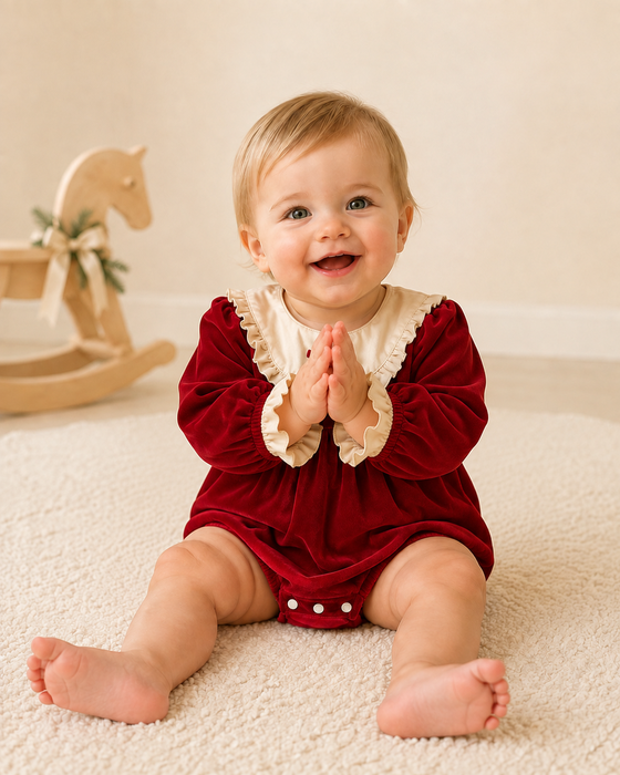 Ruby Bow Christmas Baby Romper