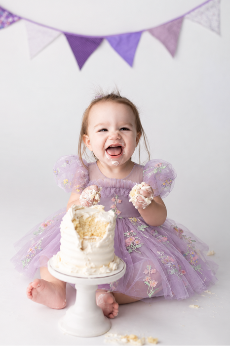 Fairy Bloom Floral Embroidered Baby Romper - Lilac