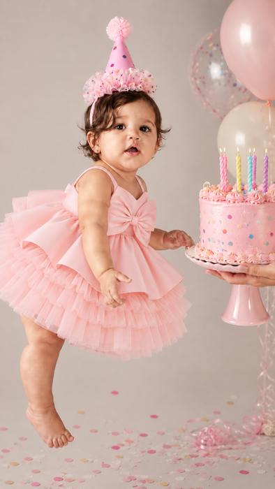 Betty Satin Bow Tutu Dress for Baby & Girls(Pink)
