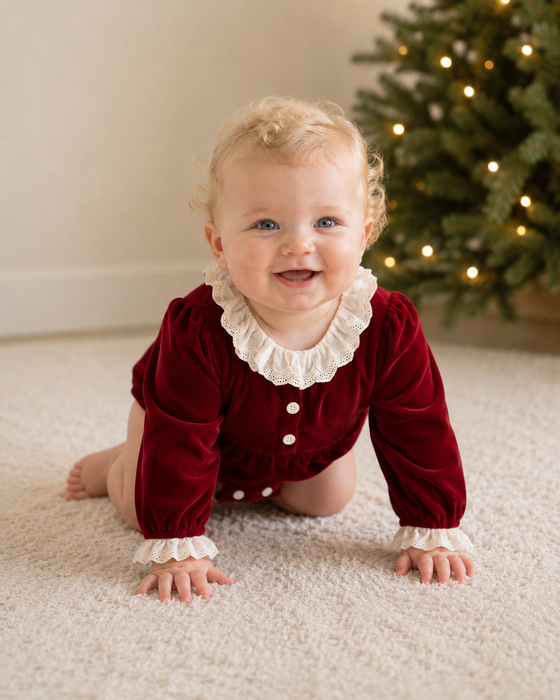 Noelle Ruffle Christmas Baby Romper