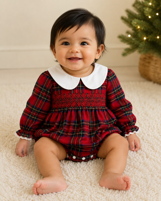 Clara Plaid Christmas Baby Romper