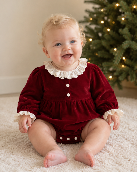 Noelle Ruffle Christmas Baby Romper