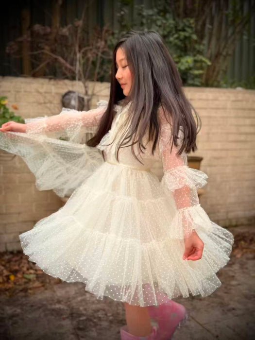 Amelie Long Sleeve Tulle Tween Girl Dress