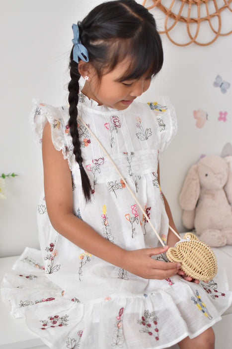 Rosalie Ivory Floral Embroidery Dress