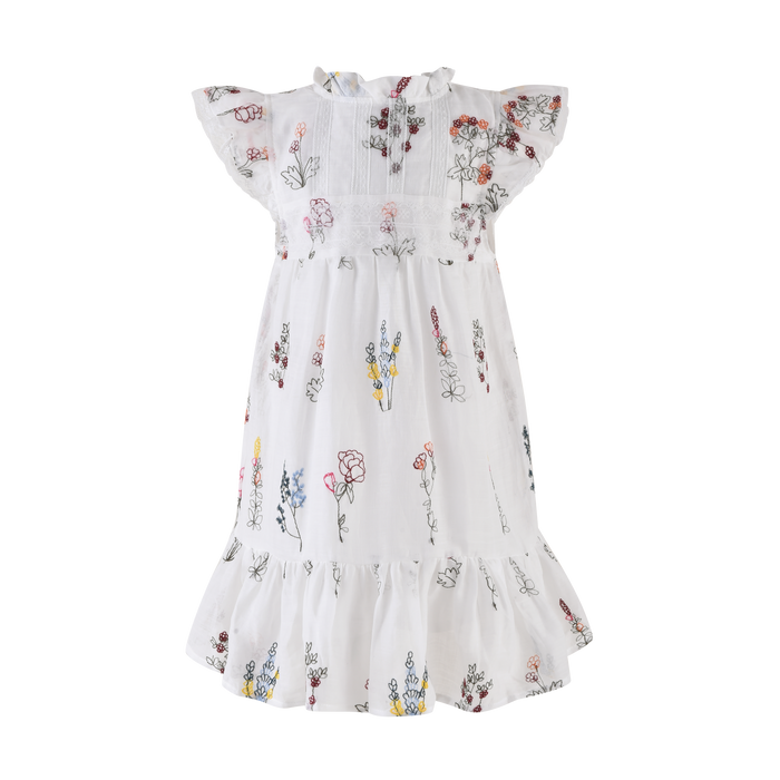 Rosalie Ivory Floral Embroidery Dress