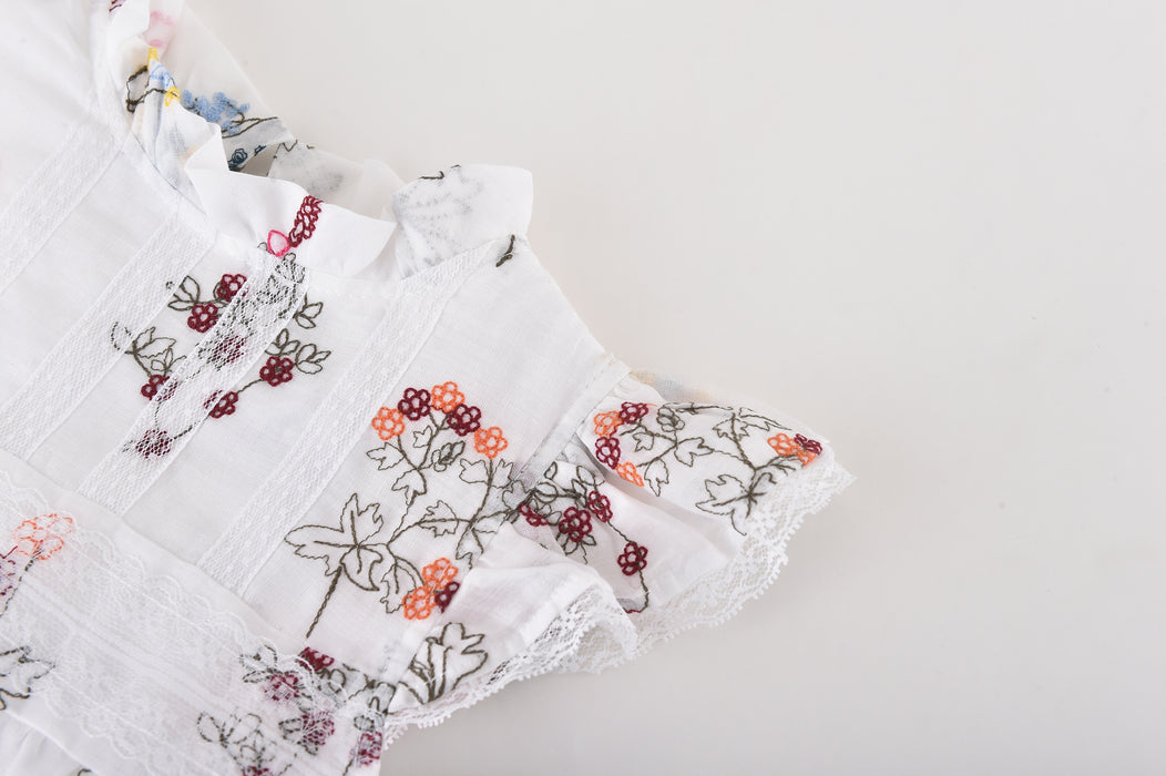 Rosalie Ivory Floral Embroidery Dress