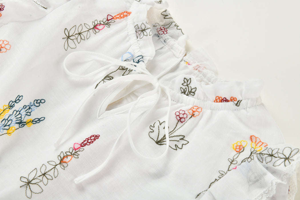 Elodie Floral Ramie Embroidery Dress