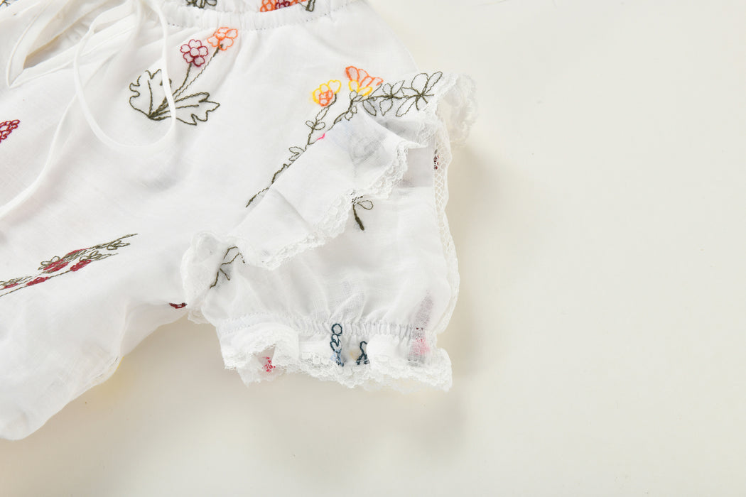 Elodie Floral Ramie Embroidery Dress