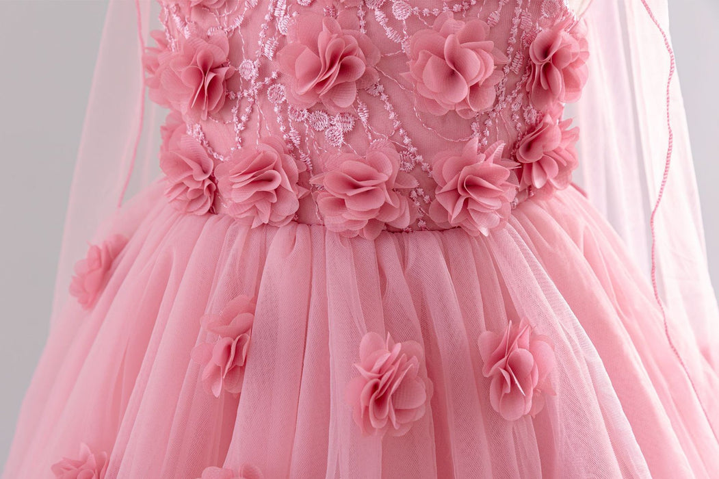 Flora Tulle Flower Cape Dress – Pink Fairy Princess Birthday