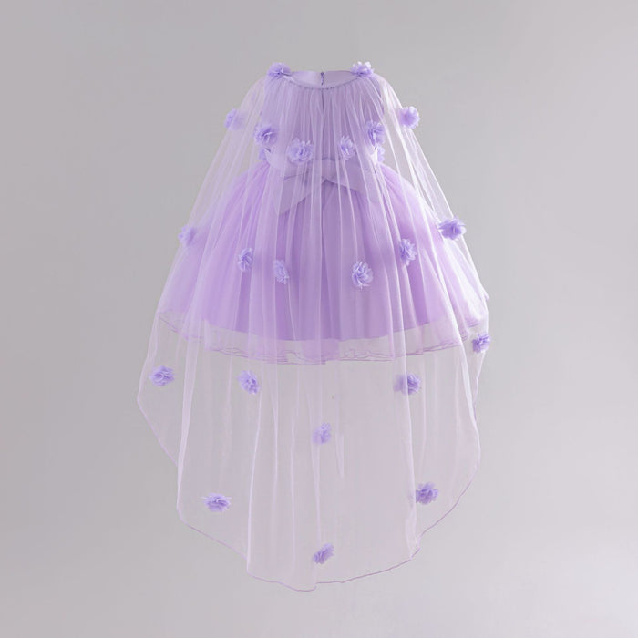 Flora Tulle Flower Cape Dress – Lilac Fairy Princess Birthday
