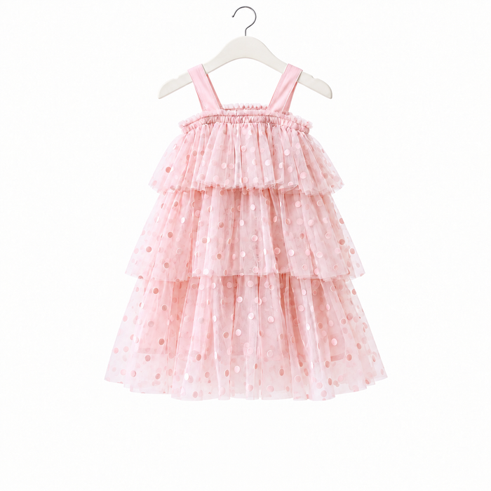 Pink Dot Tiered Tulle Birthday Dress