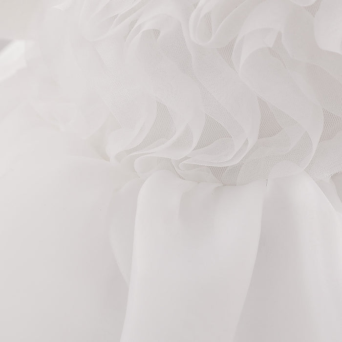 Daisy Organza Puff Sleeve Dress – White Birthday