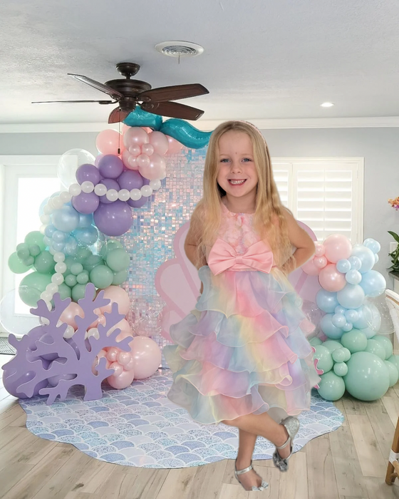 Luna Rainbow Ruffle Organza Dress