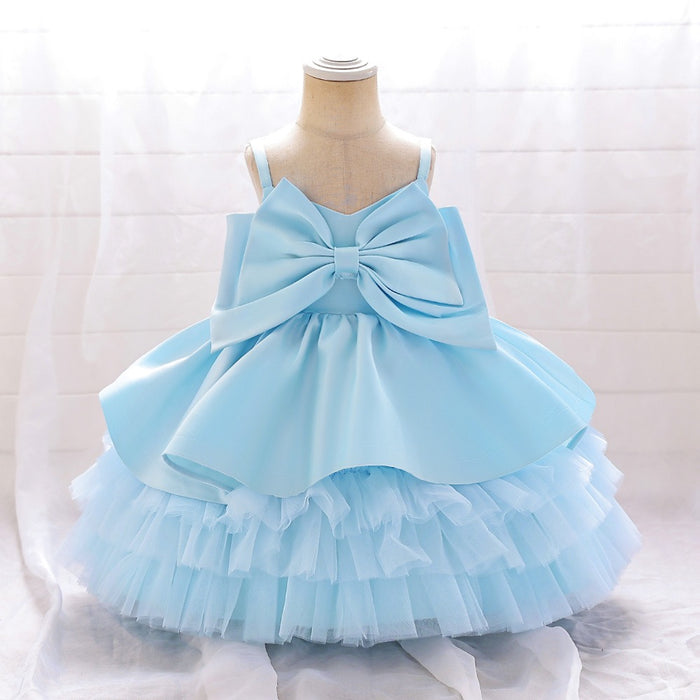 Betty Satin Tulle Dress – Blue Princess Party Outfit