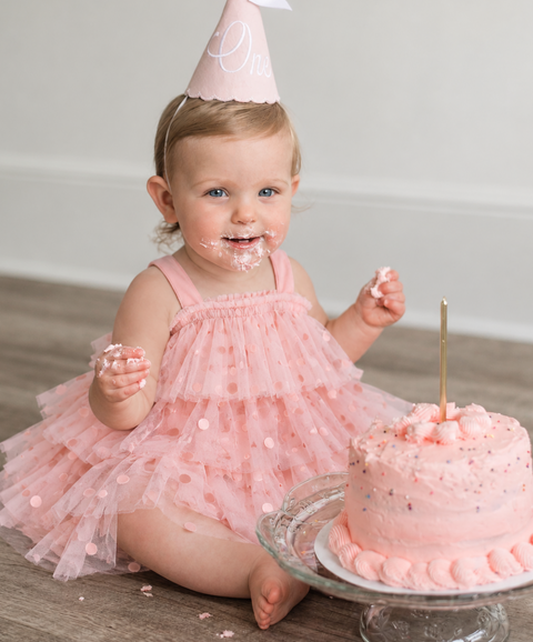 Pink Dot Tiered Tulle Birthday Dress