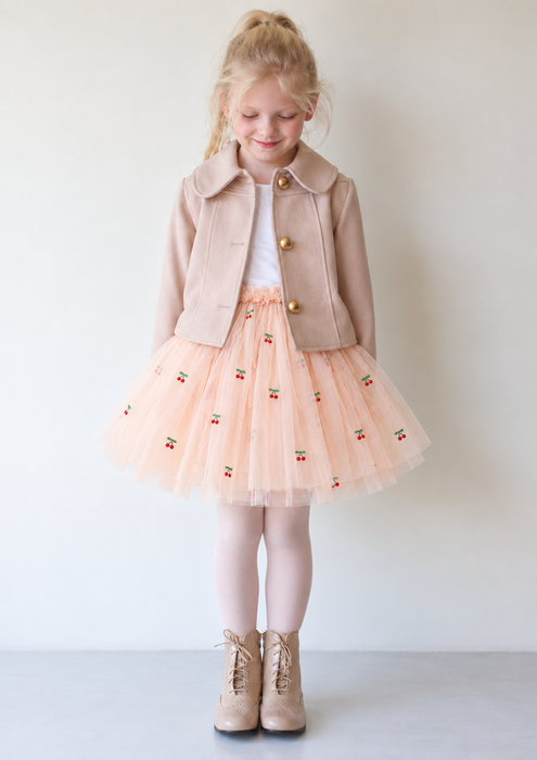 Pink Cherry Tulle Skirt for Girls