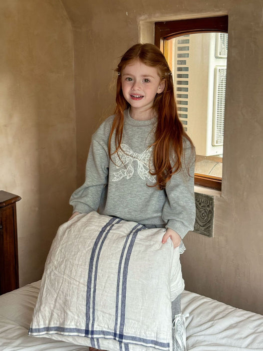 Mila Cotton Bow Sweatshirt – Grey Lace